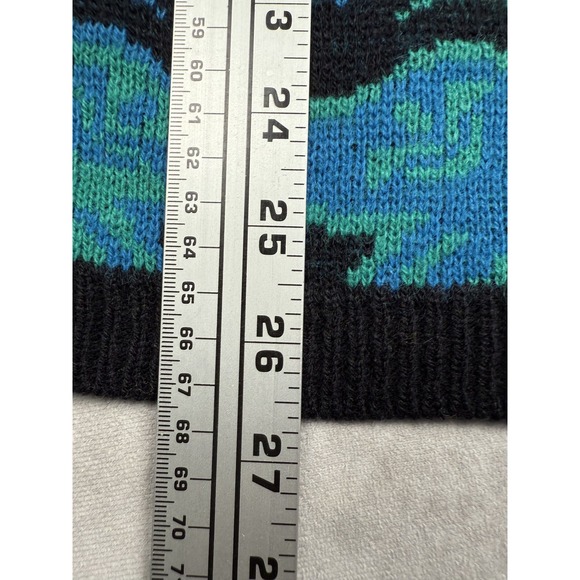 Vintage Herald House Sweater Mens Large Blue Green Black Acrylic Knit USA 80s - Picture 7 of 14